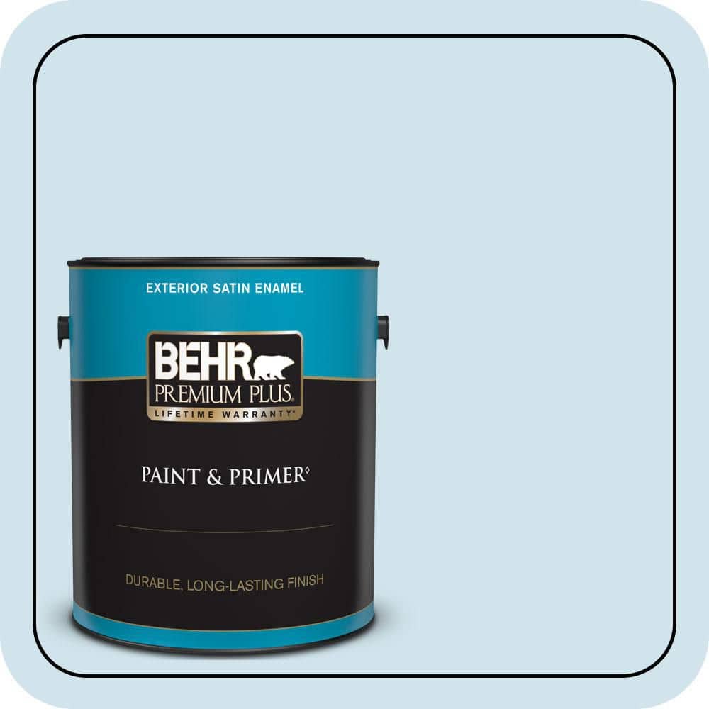 BEHR PREMIUM PLUS 1 gal. #550A-1 Sea Sprite Satin Enamel Exterior Paint & Primer