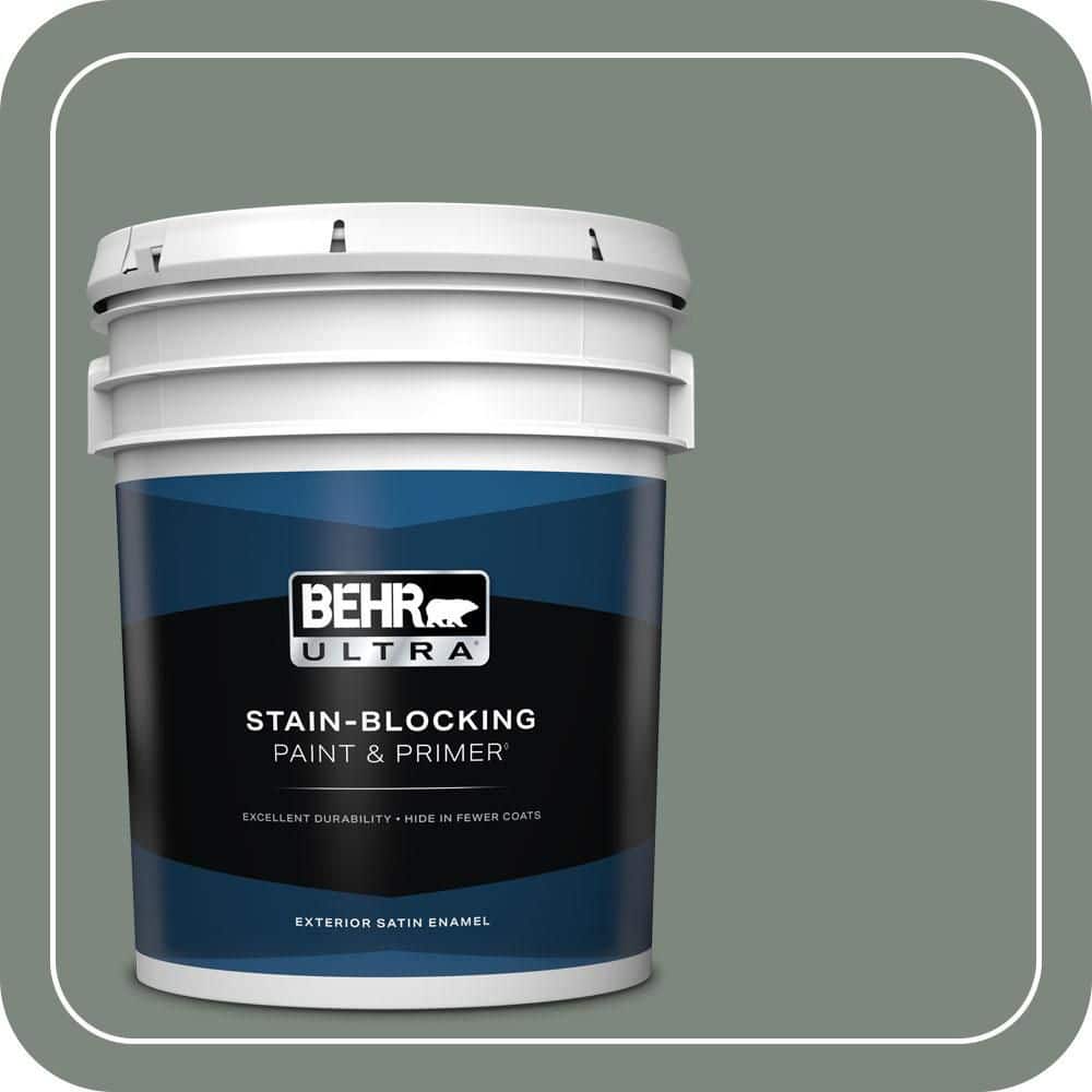 BEHR ULTRA 5 gal. #700F-5 Wild Sage Satin Enamel Exterior Paint & Primer