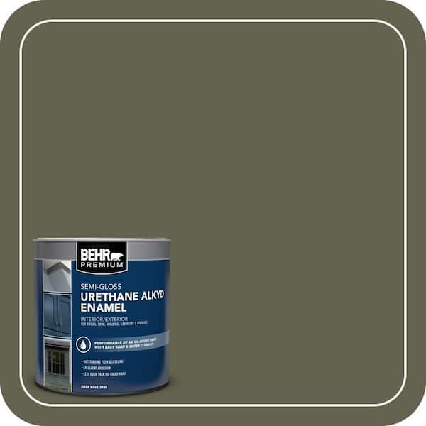 BEHR PREMIUM 1 qt. #N350-7A Mountain Olive Semi-Gloss Enamel Urethane Alkyd Interior/Exterior Paint (2)