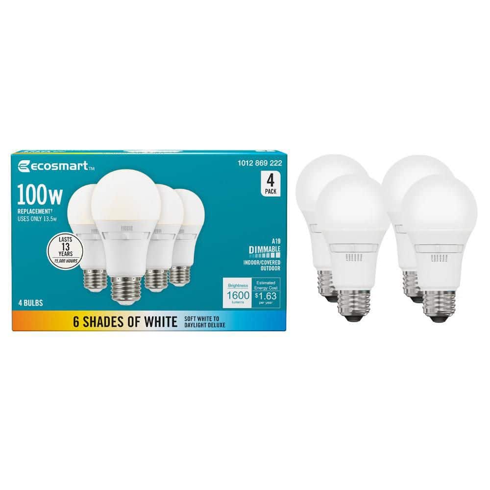 EcoSmart Universal Select Equivalent A19 Dimmable LED Light Bulb with Selectable Color Temperature
