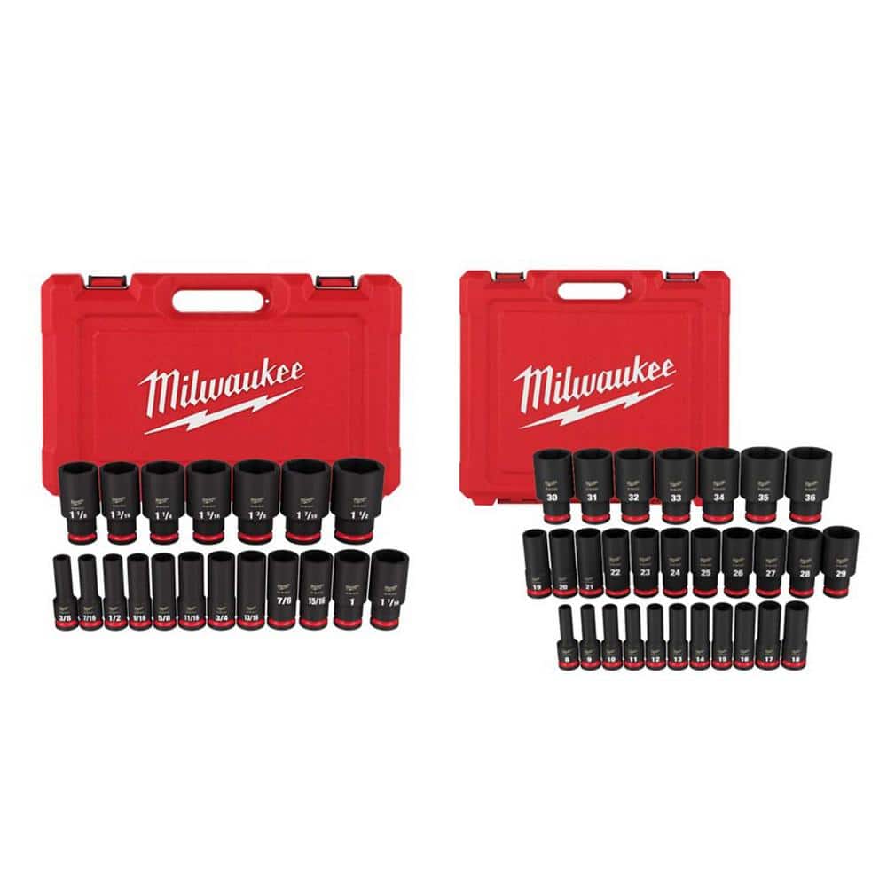 Milwaukee SHOCKWAVE 1/2 in. Drive SAE/Metric 6 Point Impact Socket Set (48-Piece)