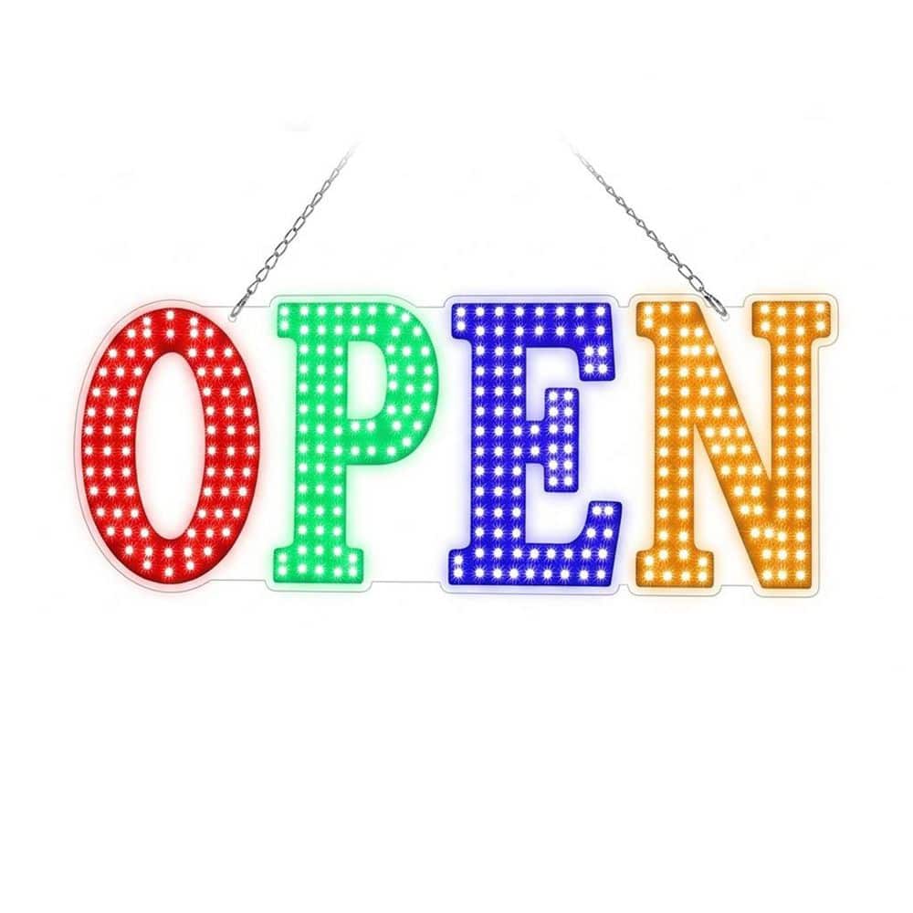 Afoxsos 1-Pack Large Series Rectangular Acrylic Finish LED Open Closed Sign Remote Control 14-Modes High Visibility (1)