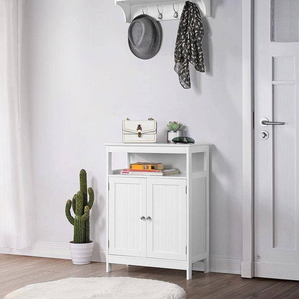 Unbranded 23.62 in. W x 11.81 in. D x 31.49 in. H White Linen Cabinet with Double Shutter Doors Cabinet (2)