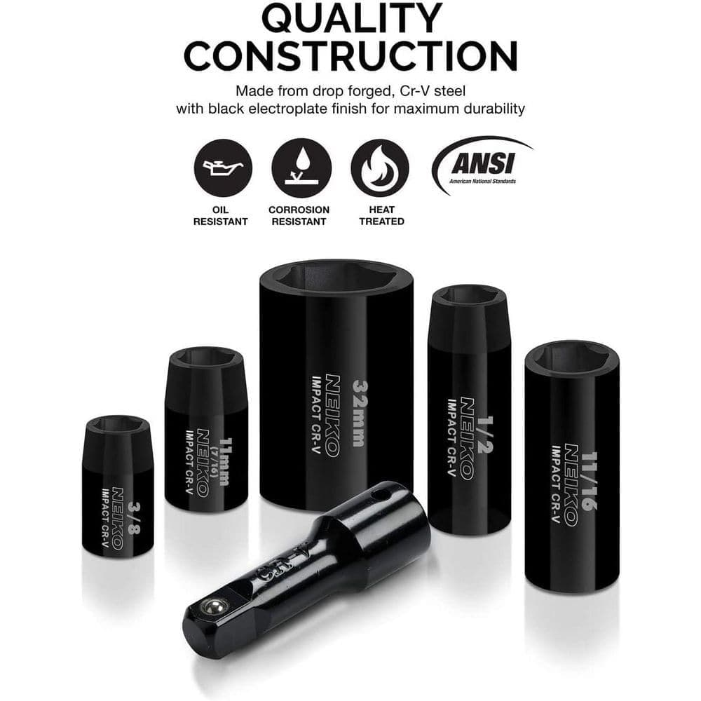 NEIKO 3/8 in. and 1/2 in. Drive SAE and Metric Impact Socket Set (38-Piece) (3)