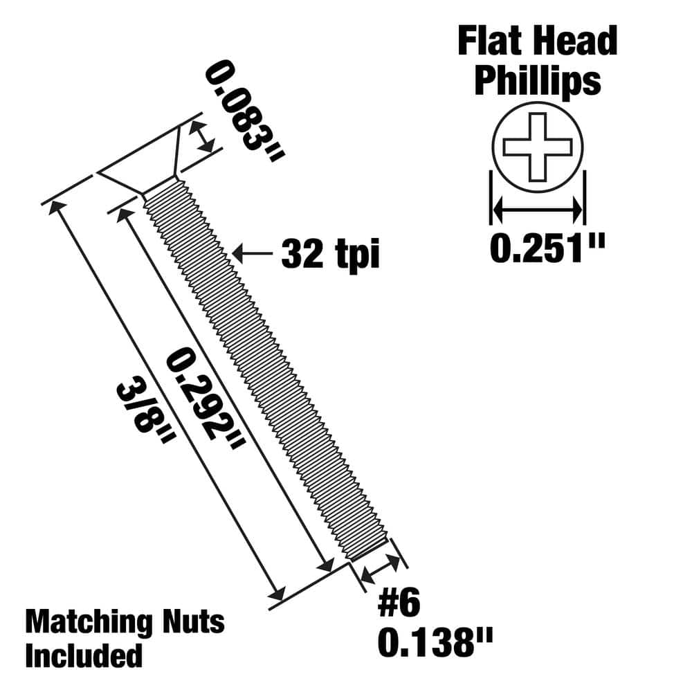 Everbilt #6-32 x 3/8 in. Zinc Plated Phillips Flat Head Machine Screw (8-Pack) (4)
