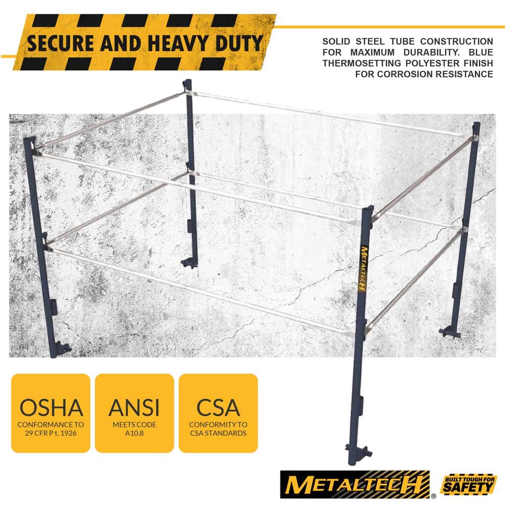 MetalTech 7 ft. W x 5 ft. H Galvanized Steel Guard Rail System for Scaffolding Safety on Scaffolding Platforms (3)