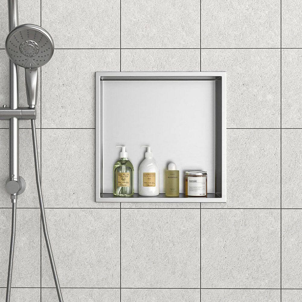 Coporesell 12 in. W x 12 in. H x 4 in. D Shower Niche Set of 1-Pieces in Brushed Nickel (3)