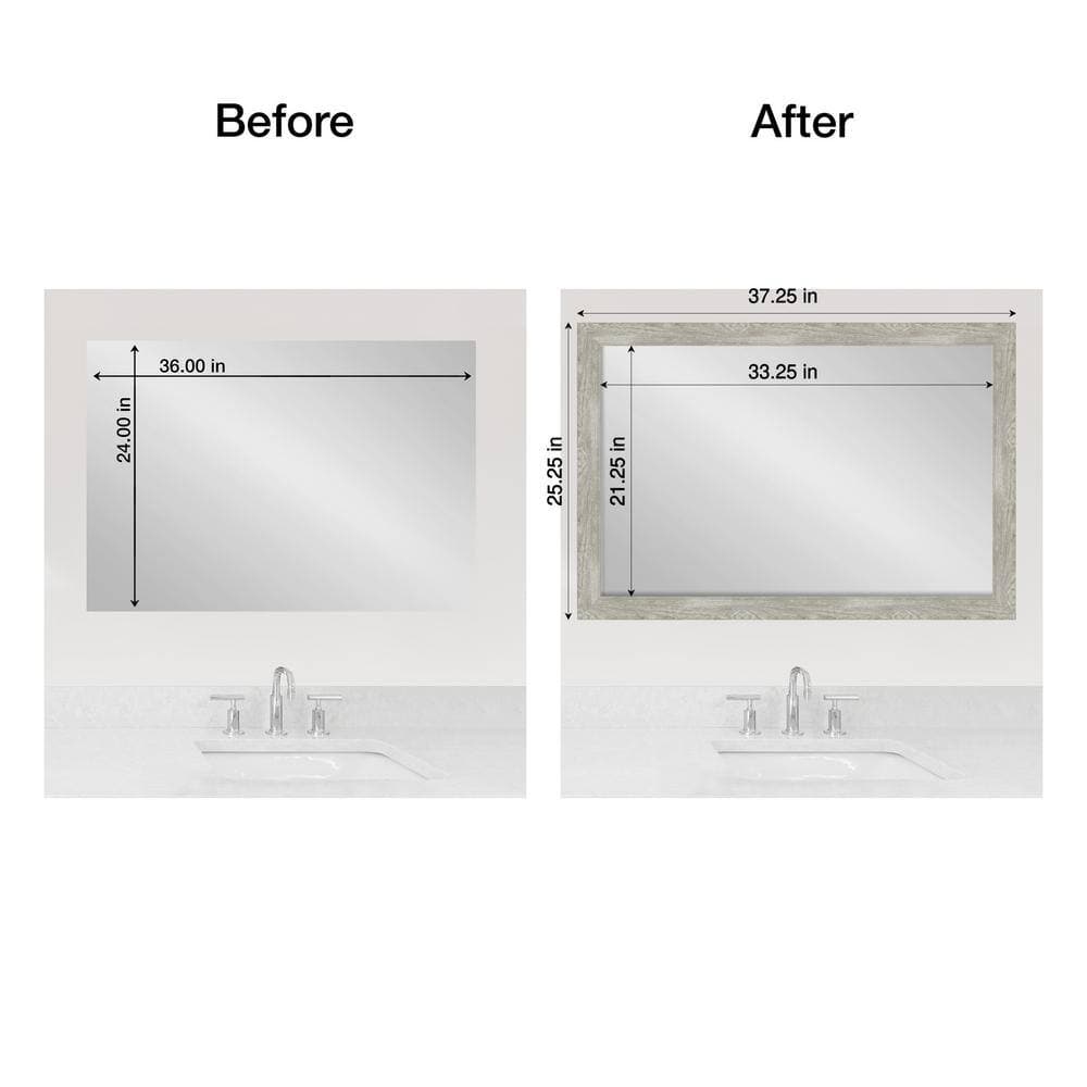 Amanti Art Mirror Makeover Dove Greywash Narrow 25.25 in. W x 37.25 in. H Bathroom Mirror Frame Border Kit-Fits a 24 x 36 Mirror (2)
