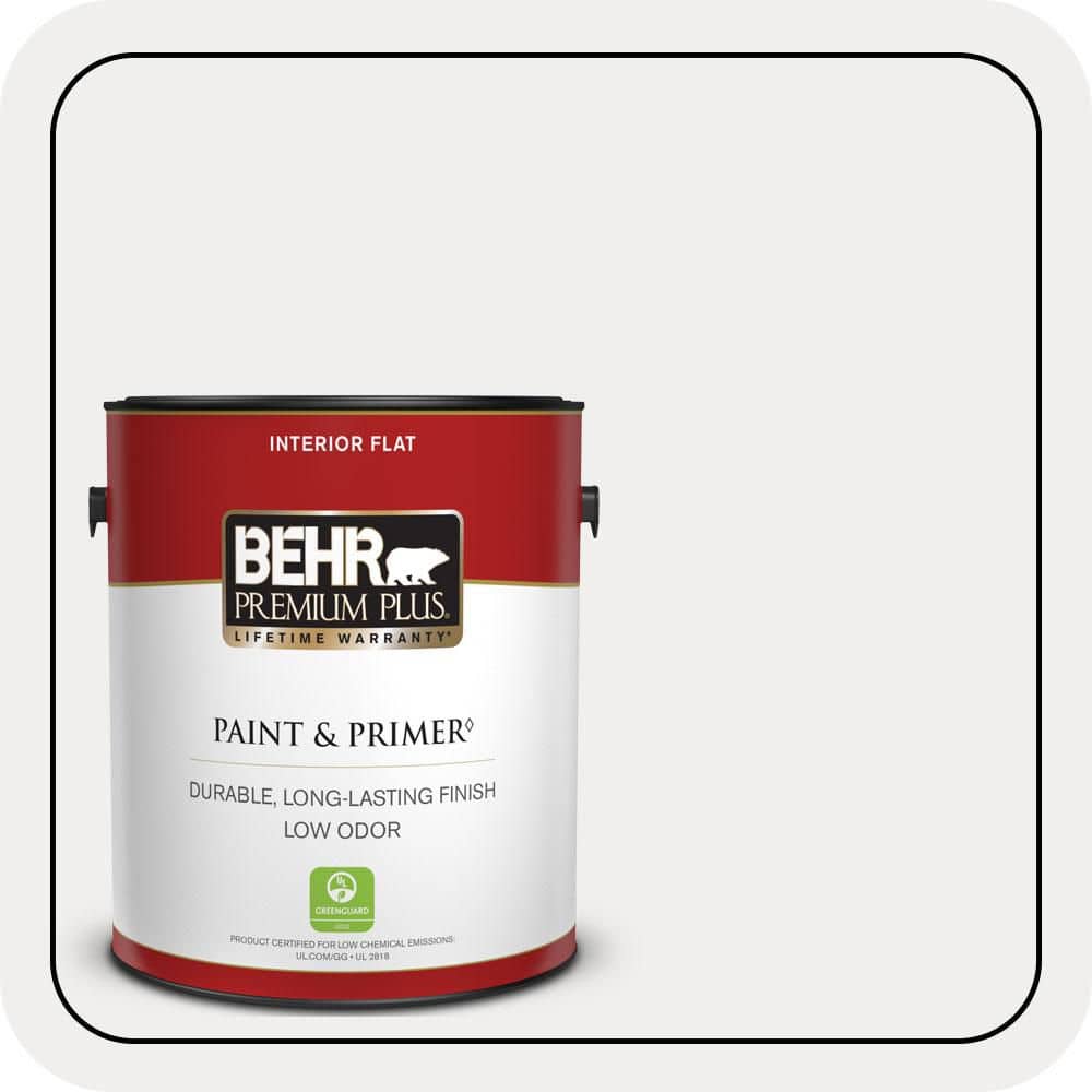 BEHR PREMIUM PLUS 1 gal. #W-D-610 White Glove Flat Low Odor Interior Paint & Primer