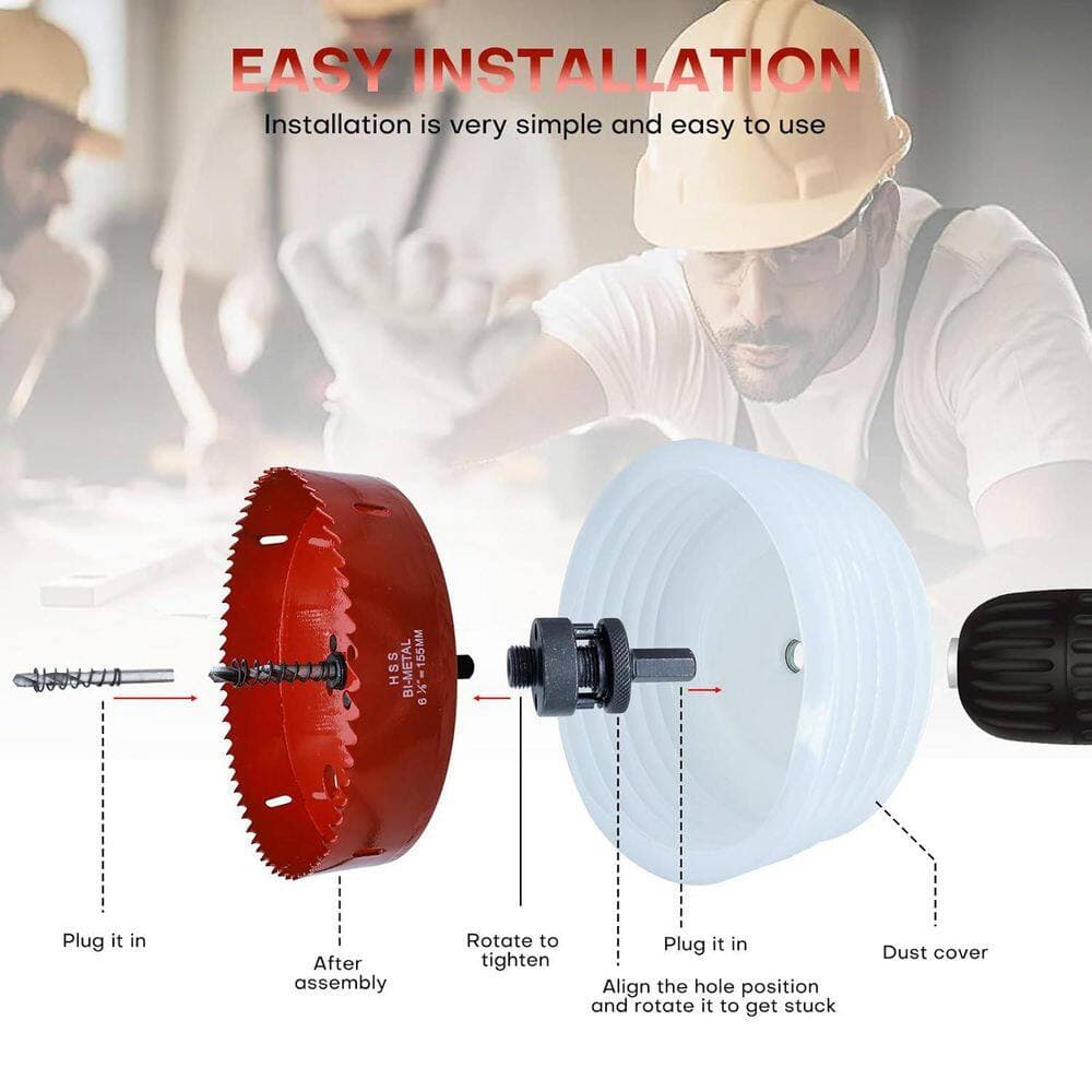 Unbranded 6 in. Bi-Metal Hole Cutter for Recessed Lights with Dust Bowl Catcher for LED Lighting and Wood Drywall (3)