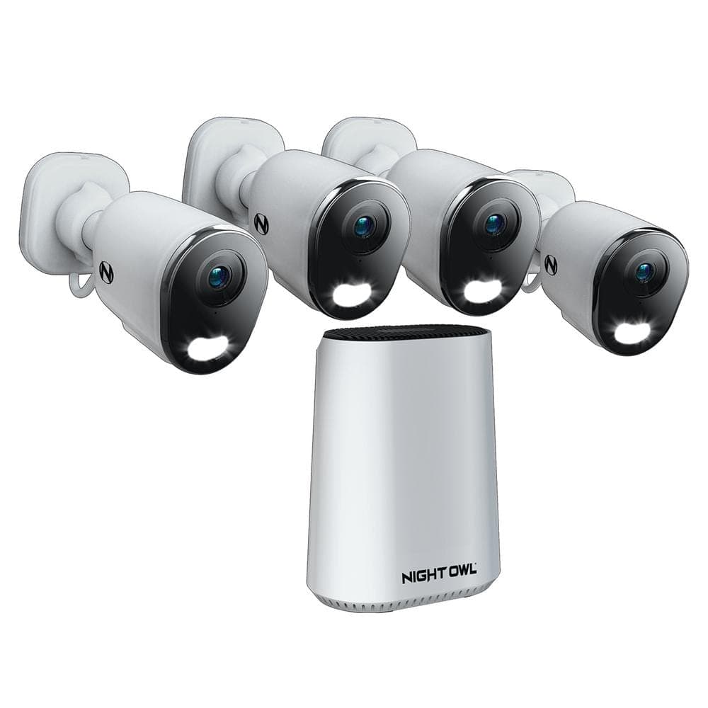 Night Owl 8-Channel 2K 64GB WiFi Recorder Security System with 4 Plug-In Spotlight Cameras