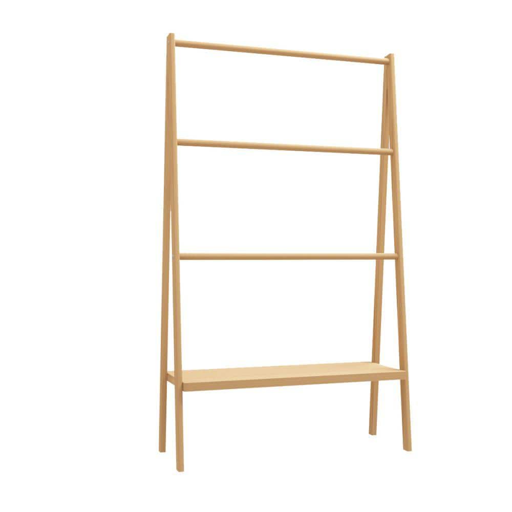 Amucolo 30.15 in. W x 51.69 in. H x 12 in. D Bamboo Unique Ladder Towel Rack Towel Shelf in Natural (1)