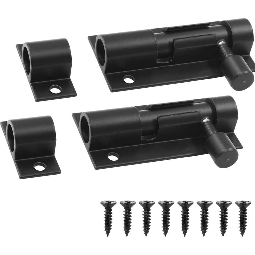 Unbranded 2-Pieces 2 in. Heavy Duty Sliding Door Barrel Bolt Latch Mini Slide Lock Aluminum Alloy Security Gate Black (1)