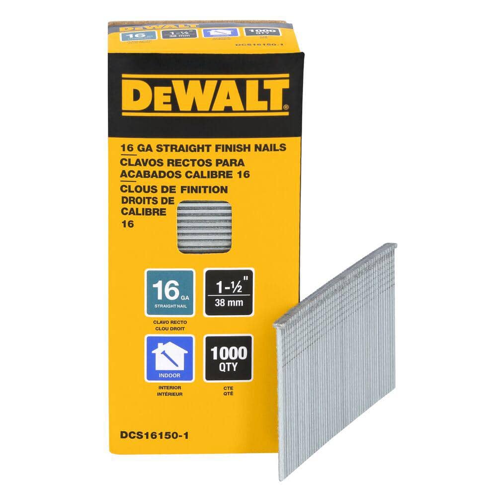 DEWALT 1-1/2 in. x 16 Gauge Glue Collated Straight Finish Nails (1000-Pack) (3)