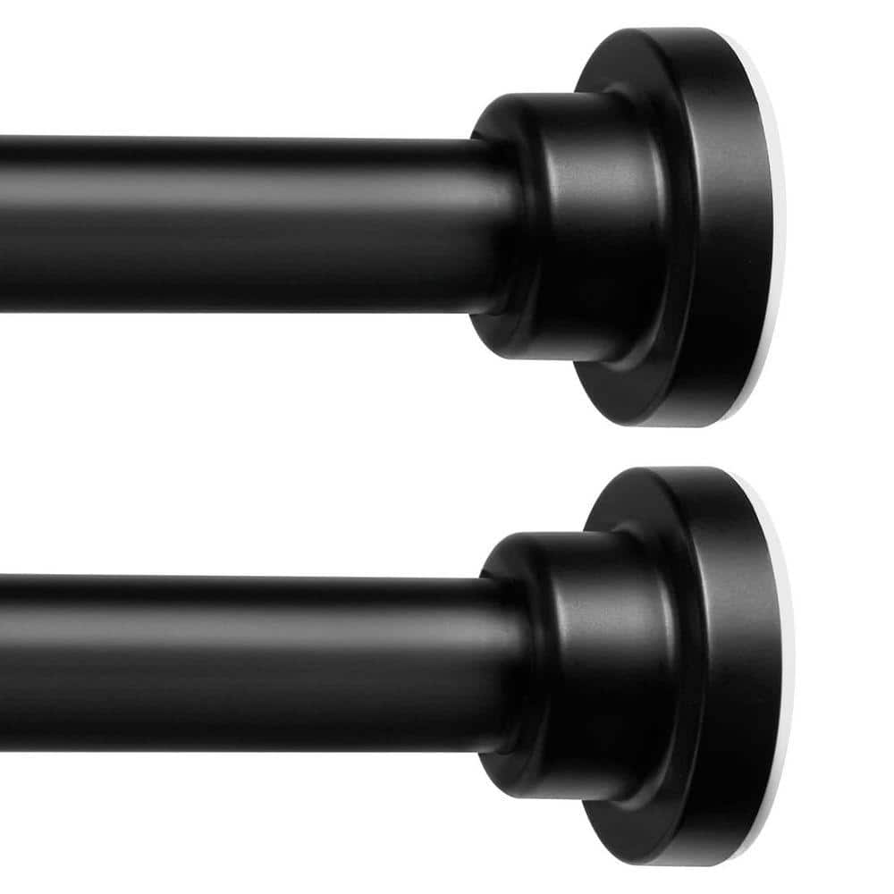 JFVKAF 2Pack Adjustable Spring Tension Curtain Rods 17.10 in. L x 3.50 in. W Stainless Steel Matte Black in Windows Closet Room