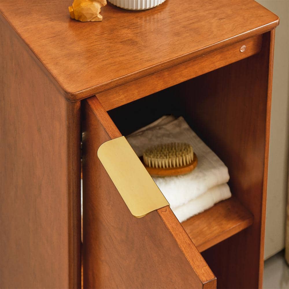 FUNKOL 14.5 in. W x12.63 in D x 35.75 in. D H Reddish brown bathroom Linen Cabinets storage organizer with 1 shelf 1 countertop (3)