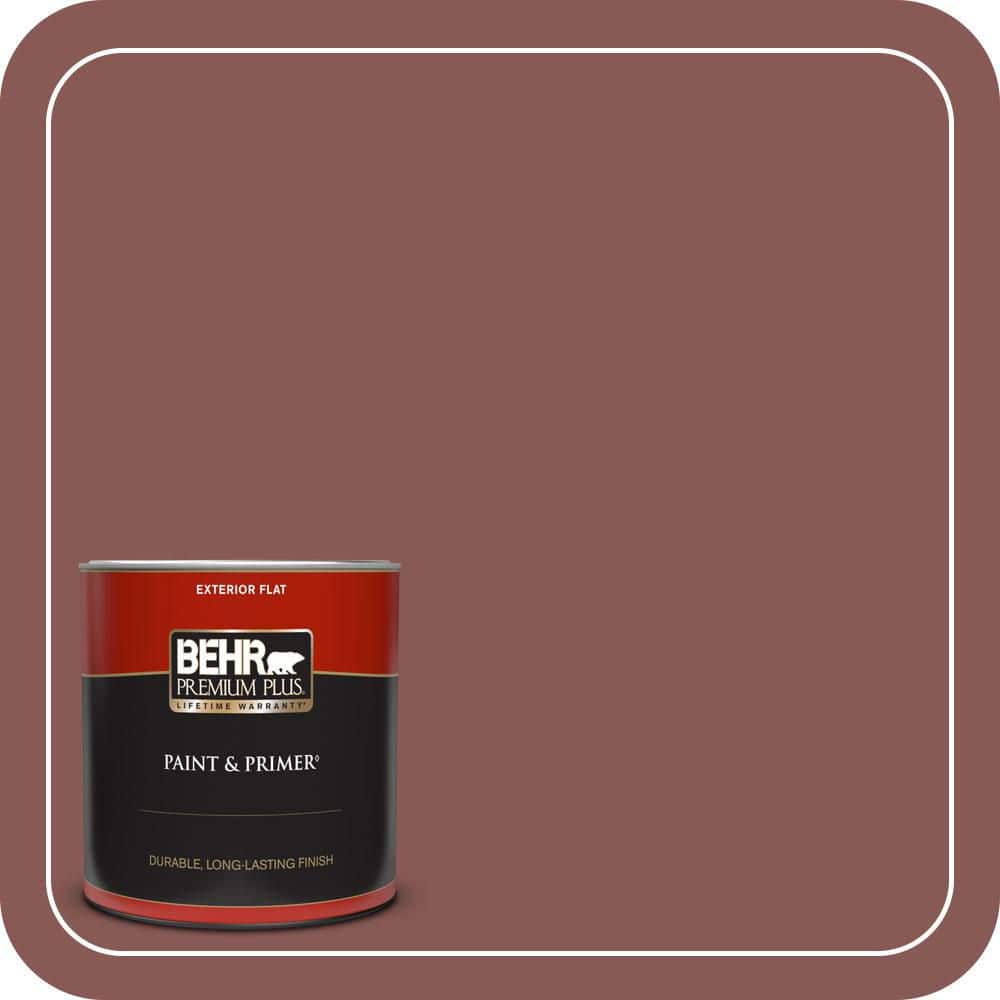 BEHR PREMIUM PLUS 1 qt. #PPU1-09 Red Willow Flat Exterior Paint & Primer