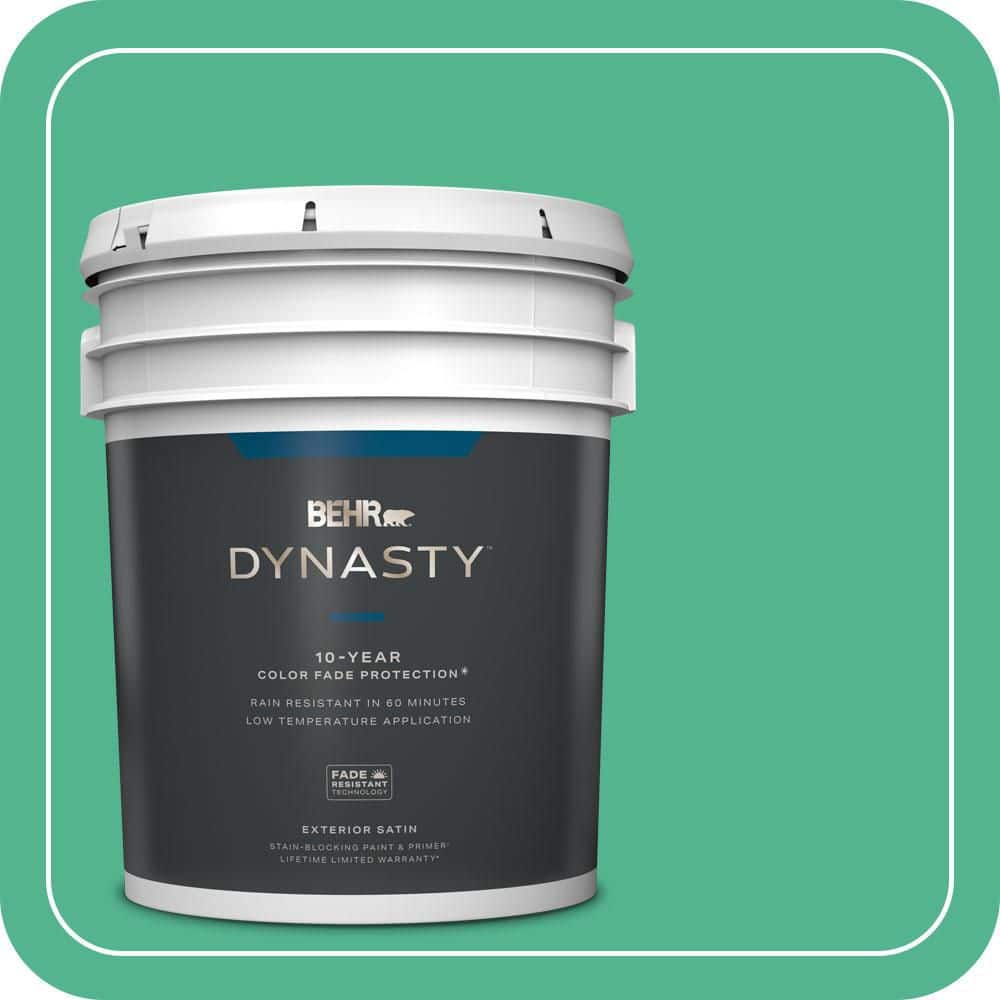 BEHR DYNASTY 5 gal. #MQ4-16 Aruba Green Satin Enamel Exterior Stain-Blocking Paint & Primer