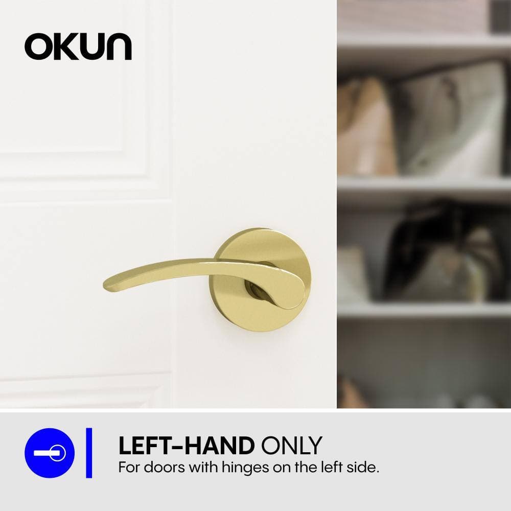 Okun Brook Metal Brushed Champagne Gold Dummy Door Handle with Round Rosette (2)