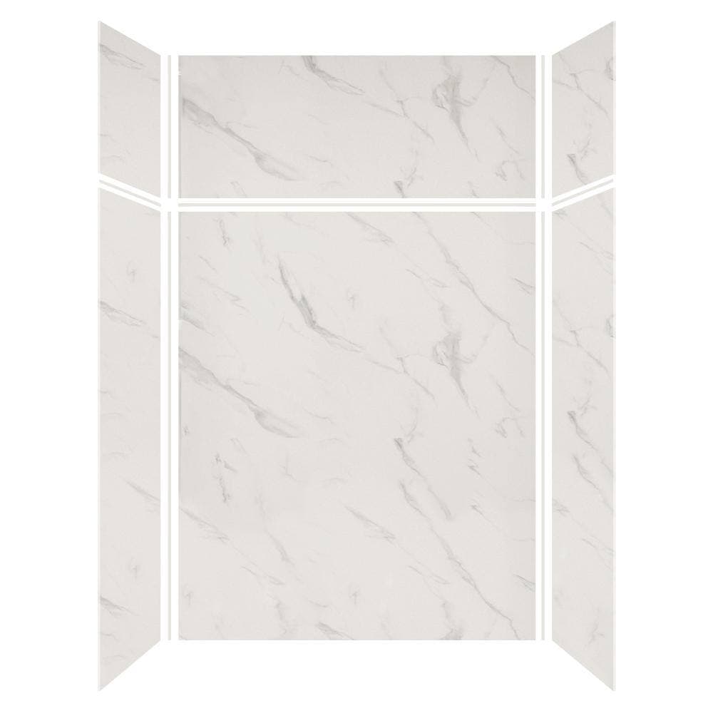 Transolid Expressions 36 in. x 60 in. x 96 in. 4-Piece Easy Up Adhesive Alcove Shower Wall Surround in Bianca (3)