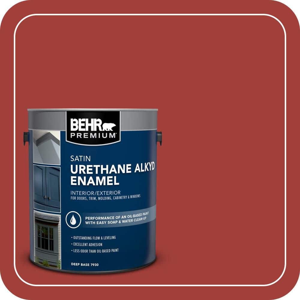 BEHR PREMIUM 1 gal. #PPU2-16 Fire Cracker Urethane Alkyd Satin Enamel Interior/Exterior Paint