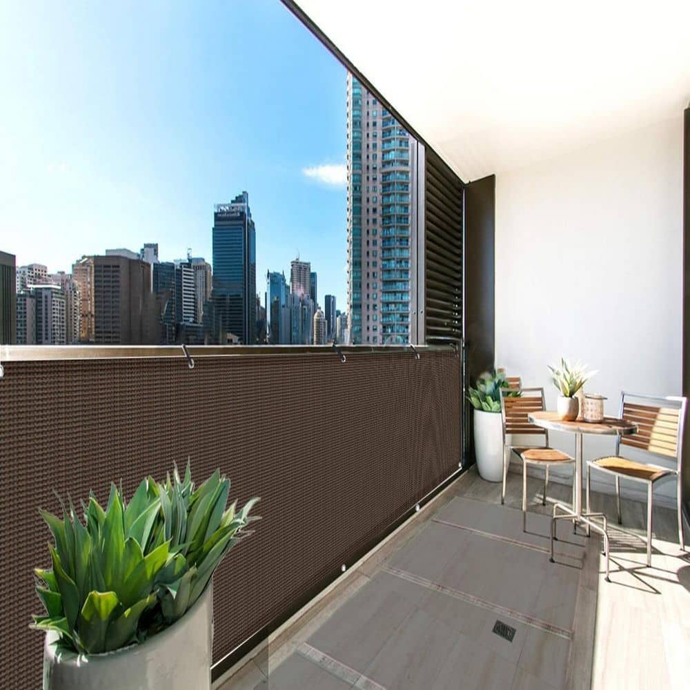 Cubilan 3.3' x 19.5' Charcoal Balcony Screen Privacy Fence Cover UV Protection (HDPE) Weather Resistant 3' High Cover for Patio (2)