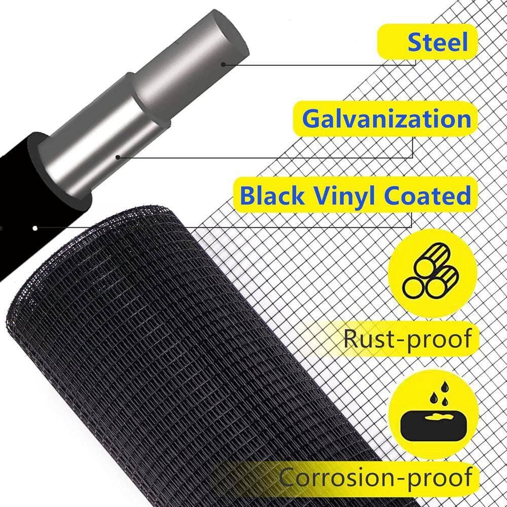 Unbranded 60in x 100ft 1 inch Hardware Cloth 16 Gauge Black Vinyl Coated Welded Wire Mesh Roll for Garden Fence Poultry Netting (3)