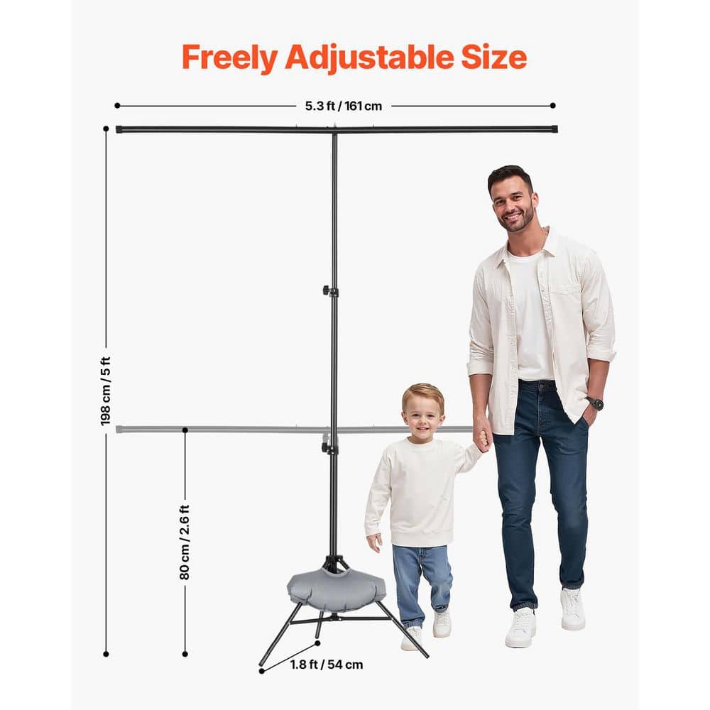 SVOPES 5 x 6.5 ft. Adjustable Backdrop Stand, Portable, Projector Screen Stand, Wedding, Photo Studio and Party Steel Black (3)