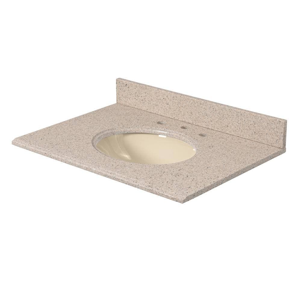 Home Decorators Collection 31 in. W x 22 in D Granite Beige/Bisque Round Single Sink Vanity Top in Beige (3)