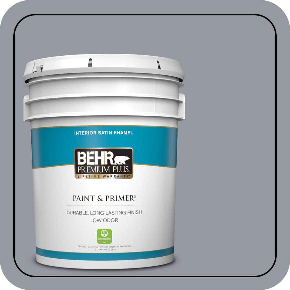 BEHR PREMIUM PLUS 5 gal. #N540-4 Silhouette Satin Enamel Low Odor Interior Paint & Primer