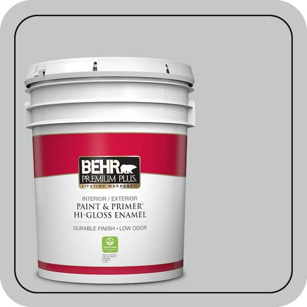 BEHR PREMIUM PLUS 5 gal. #N450-2 Zero Gravity Hi-Gloss Enamel Interior/Exterior Paint & Primer (2)