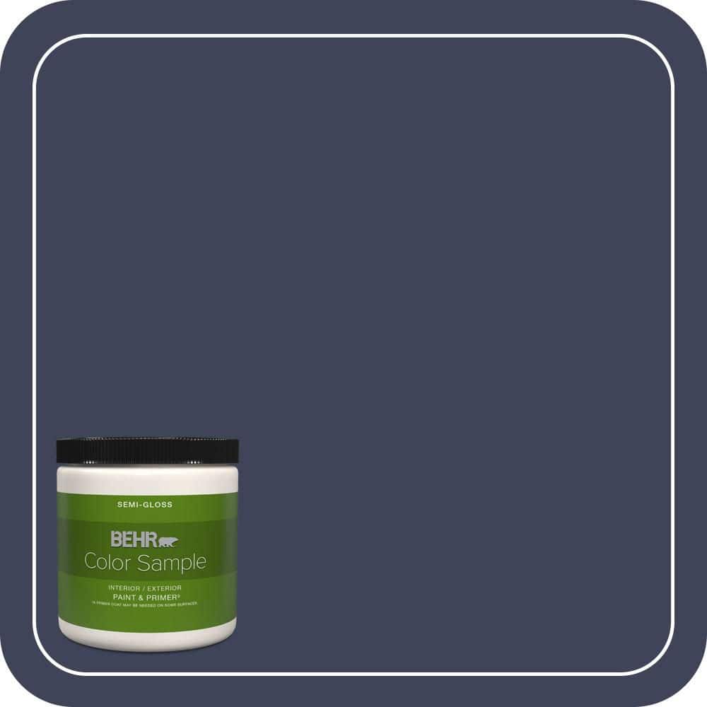 BEHR PREMIUM PLUS 8 oz. #MQ5-09 Manhattan Blue Semi-Gloss Interior/Exterior Paint & Primer Color Sample