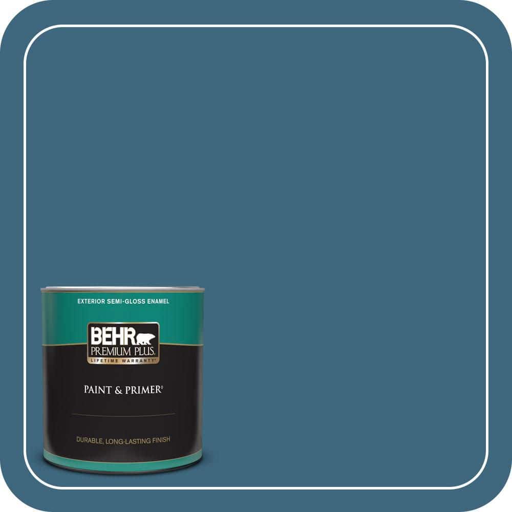 BEHR PREMIUM PLUS 1 qt. #MQ5-61 Ocean Storm Semi-Gloss Enamel Exterior Paint & Primer