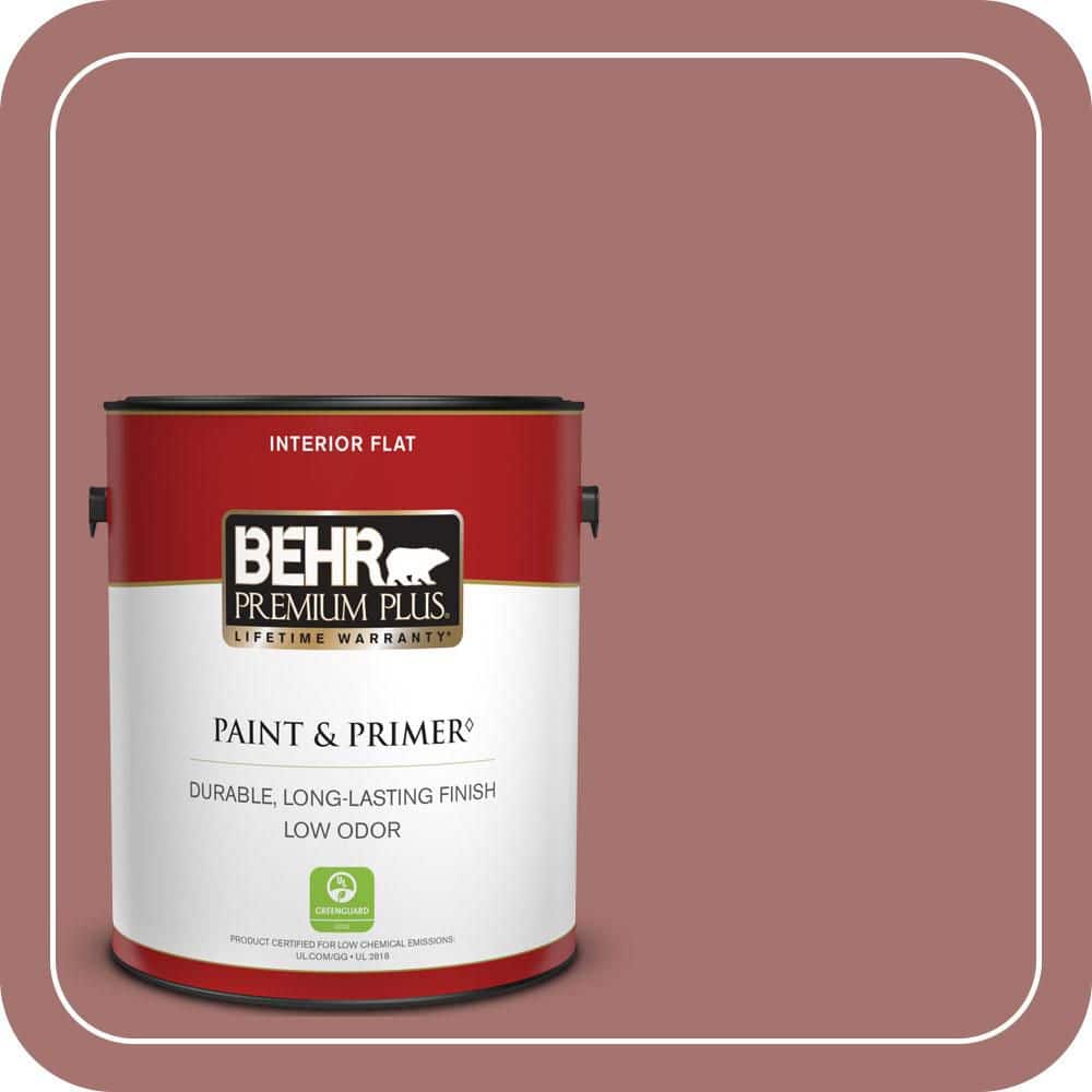 BEHR PREMIUM PLUS 1 gal. #MQ1-17 Autumn Russet Flat Low Odor Interior Paint & Primer