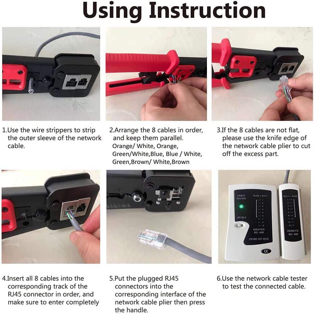 YICHUHAOXI 102-Piece Pass Through Crimping Tool Kit with Cable Tester Wire Stripper Punch Down Tool for RJ45 CAT6 Ethernet (2)