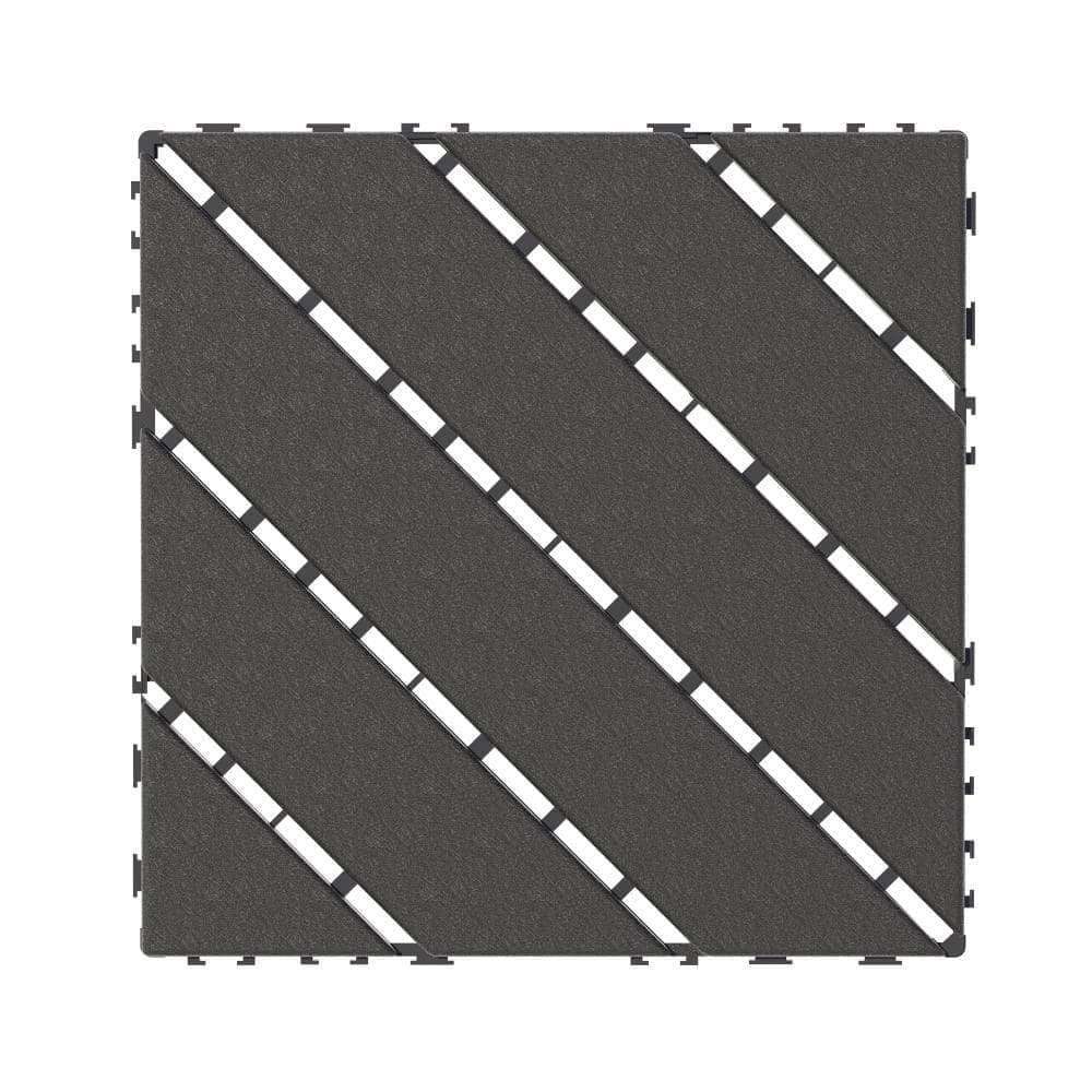 Unbranded 1 ft. x 1 ft. Grey Plastic Interlocking Deck Tiles, 44-Pack Patio Deck Tiles, Square Waterproof Outdoor All-Weather Use