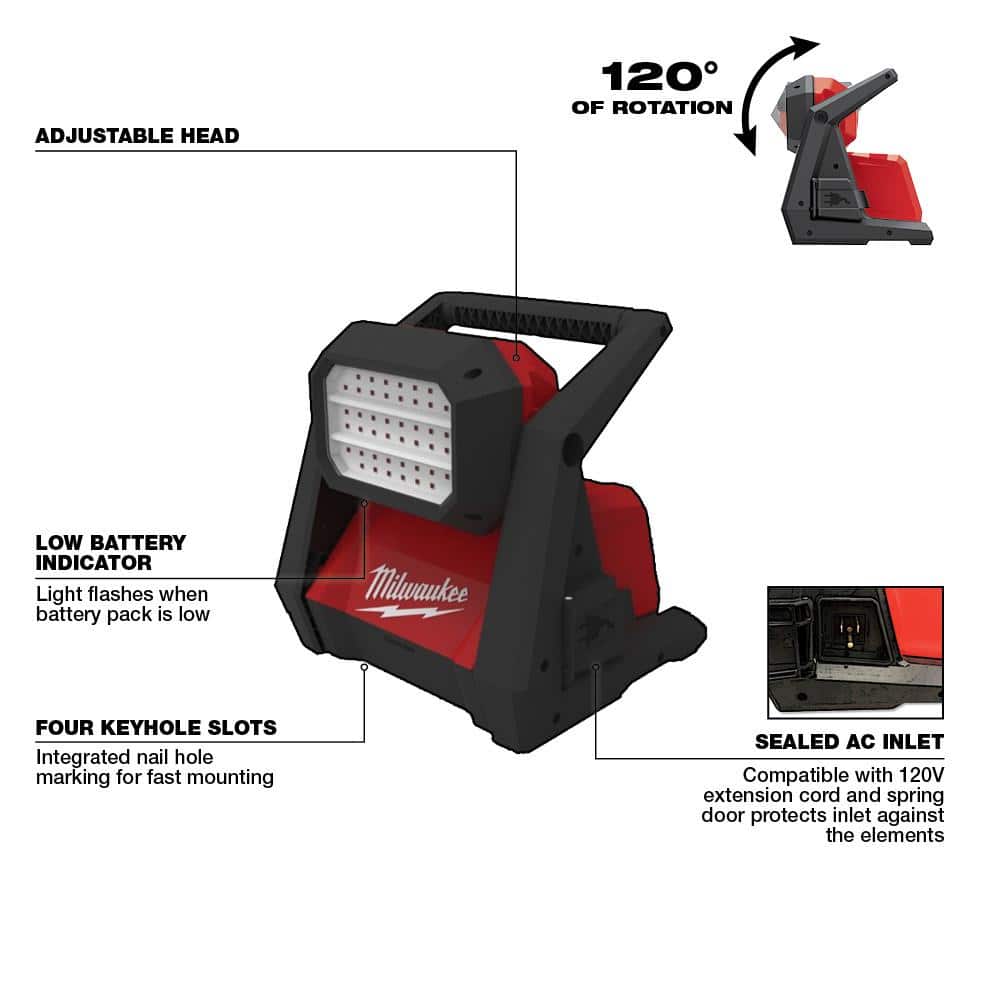 Milwaukee M18 GEN-2 18-Volt Lithium-Ion Cordless 4000 Lumens ROVER LED AC/DC Flood Light and M18 Compact Inverter (2)