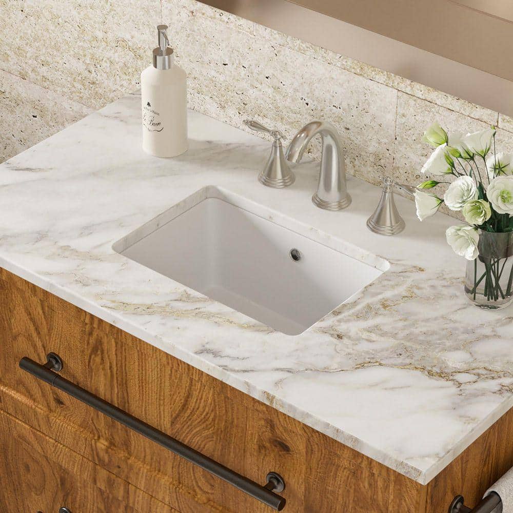 Timussi 17 in. Undermount Rectangular Bathroom Sink with Overflow in White Ceramic (3)