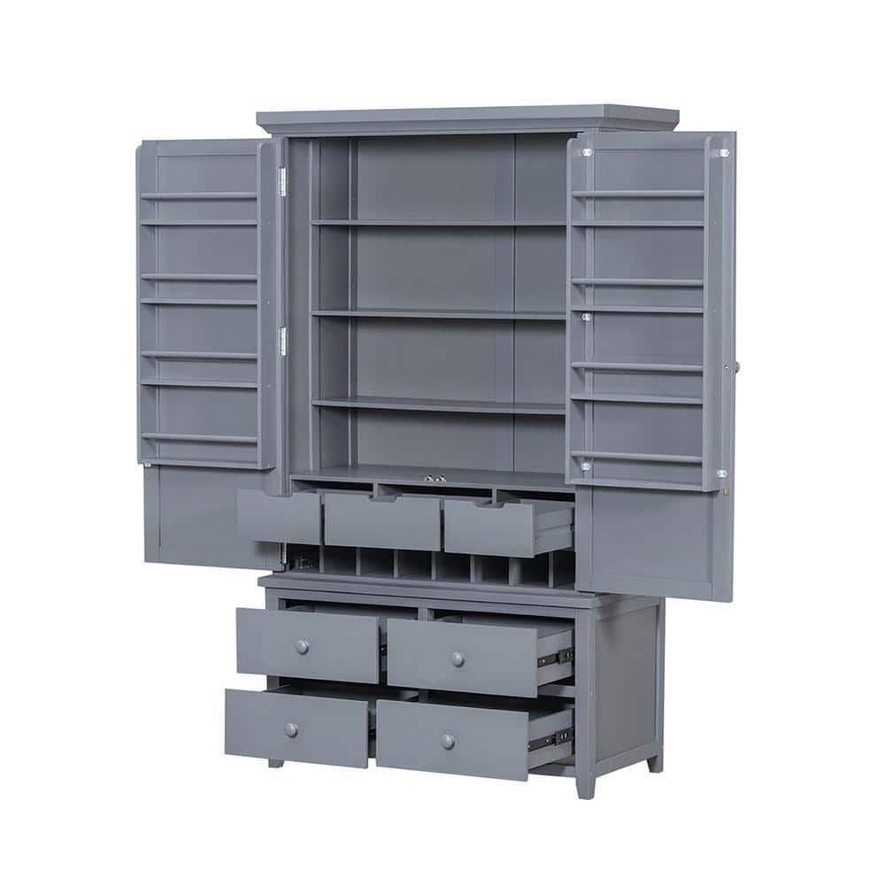 COWLOWN 41.3 in. W x 18.7 in. D x 71.1 in. H Bathroom Gray Linen Cabinet (1)