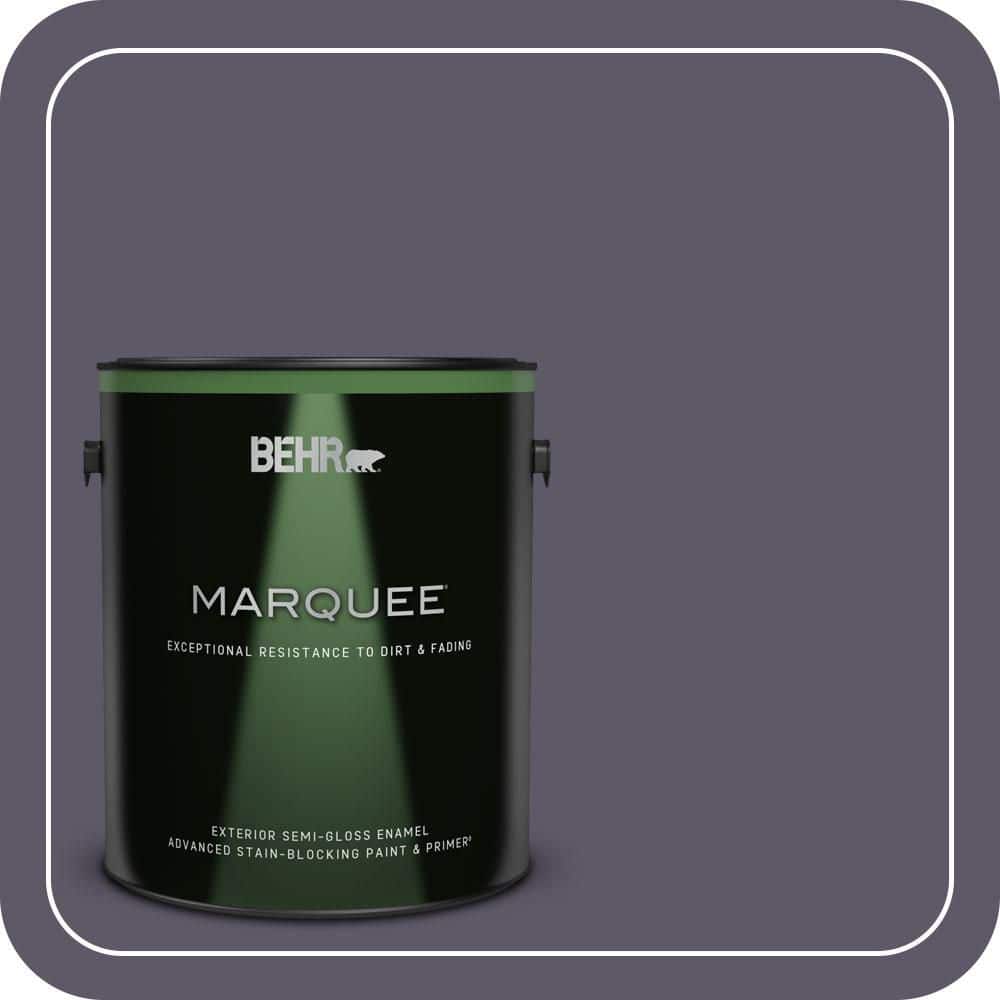 BEHR MARQUEE 1 gal. #S570-7A Plush Purple Semi-Gloss Enamel Exterior Paint & Primer