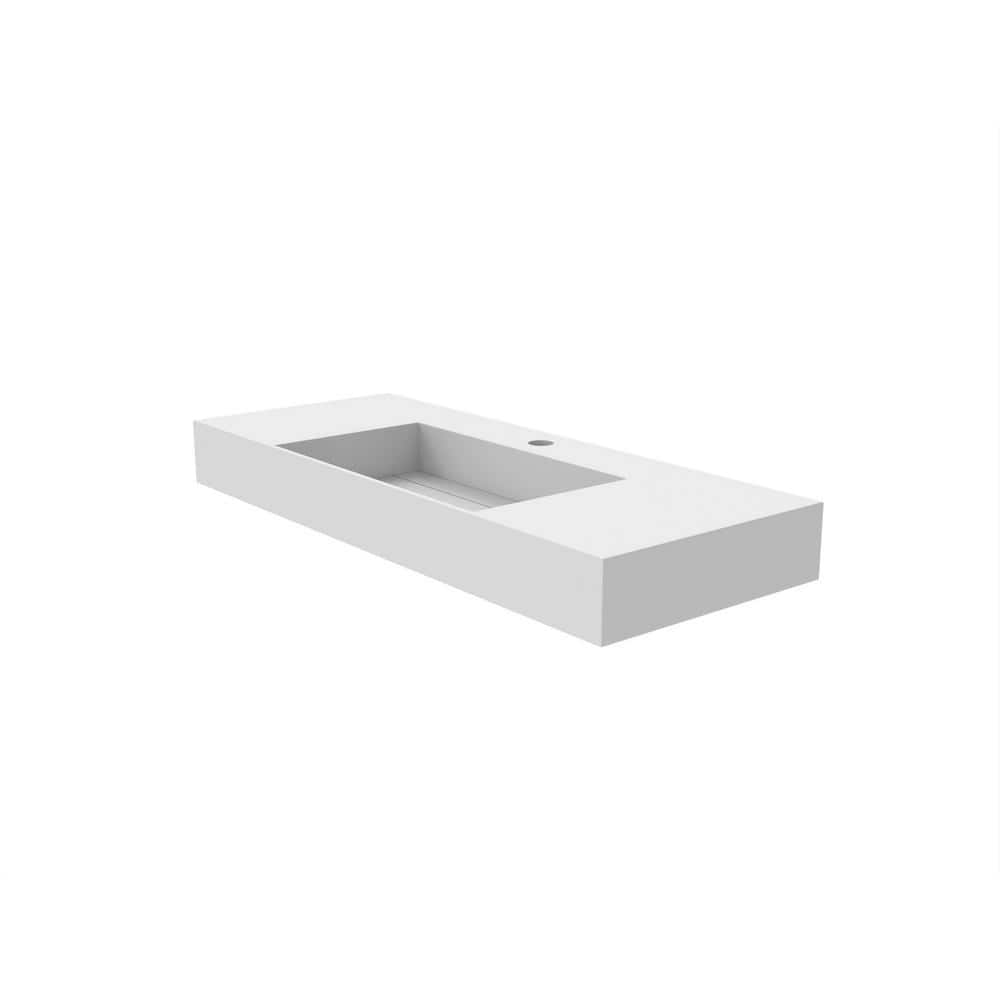 castellousa Juniper 48 in. Wall Mount Solid Surface Single Basin Rectangle Bathroom Sink in Matte White (3)