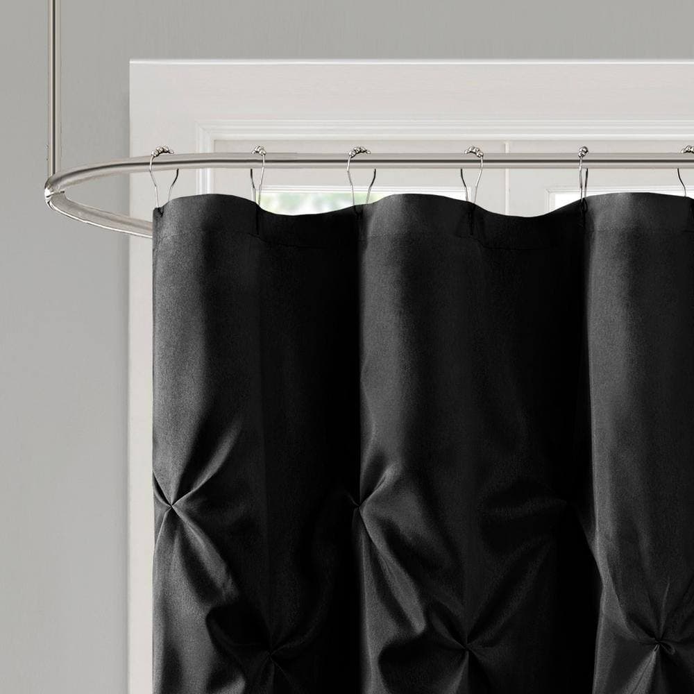 Aoibox 72.00 in. W x 72.00 in. L Tufted Semi-Sheer Polyester Shower Curtain in Black (3)