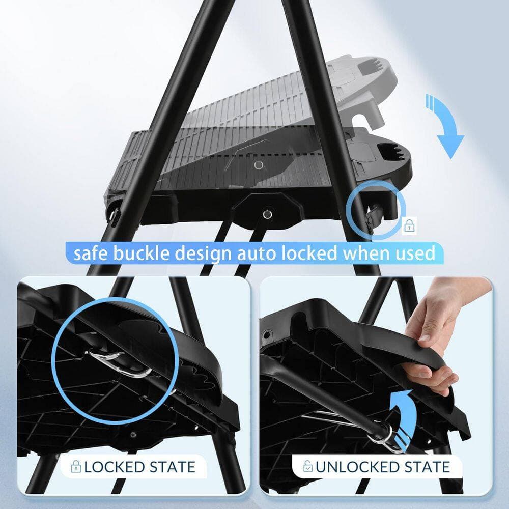 TITANKIT PRO 3-Step Lightweight Steel Step Stool (8 ft. Reach) with Non-Marring Feet, 600 lb. Load Capacity, Compact Storage Design (3)