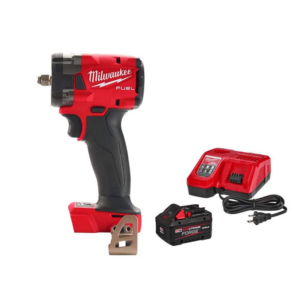 Milwaukee M18 FUEL GEN-3 18V Lith-Ion Brushless Cordless 3/8 in. Compact Impact Wrench w/ FORGE 8. 0Ah Battery & Charger (1)