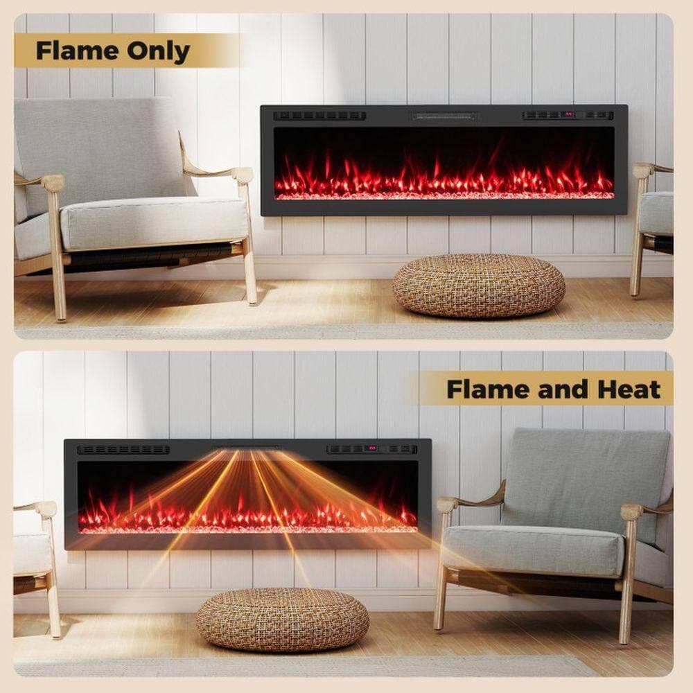 Clihome 60 in. WiFi Electric Fireplace Insert Heater Wall-Mount or Recessed 5100 BTU Smart Control (3)