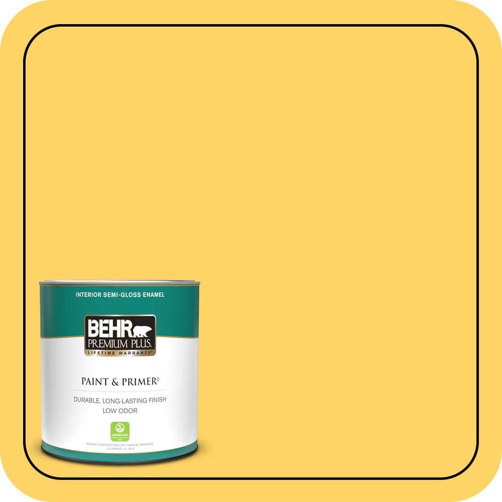 BEHR PREMIUM PLUS 1 qt. #P290-5 Squash Blossom Semi-Gloss Enamel Low Odor Interior Paint & Primer