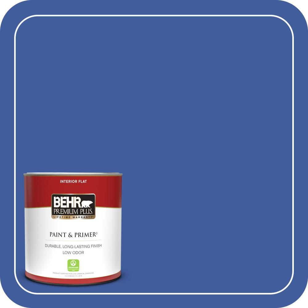 BEHR PREMIUM PLUS 1 qt. #BIC-21 Blue Dahlia Flat Low Odor Interior Paint & Primer (1)
