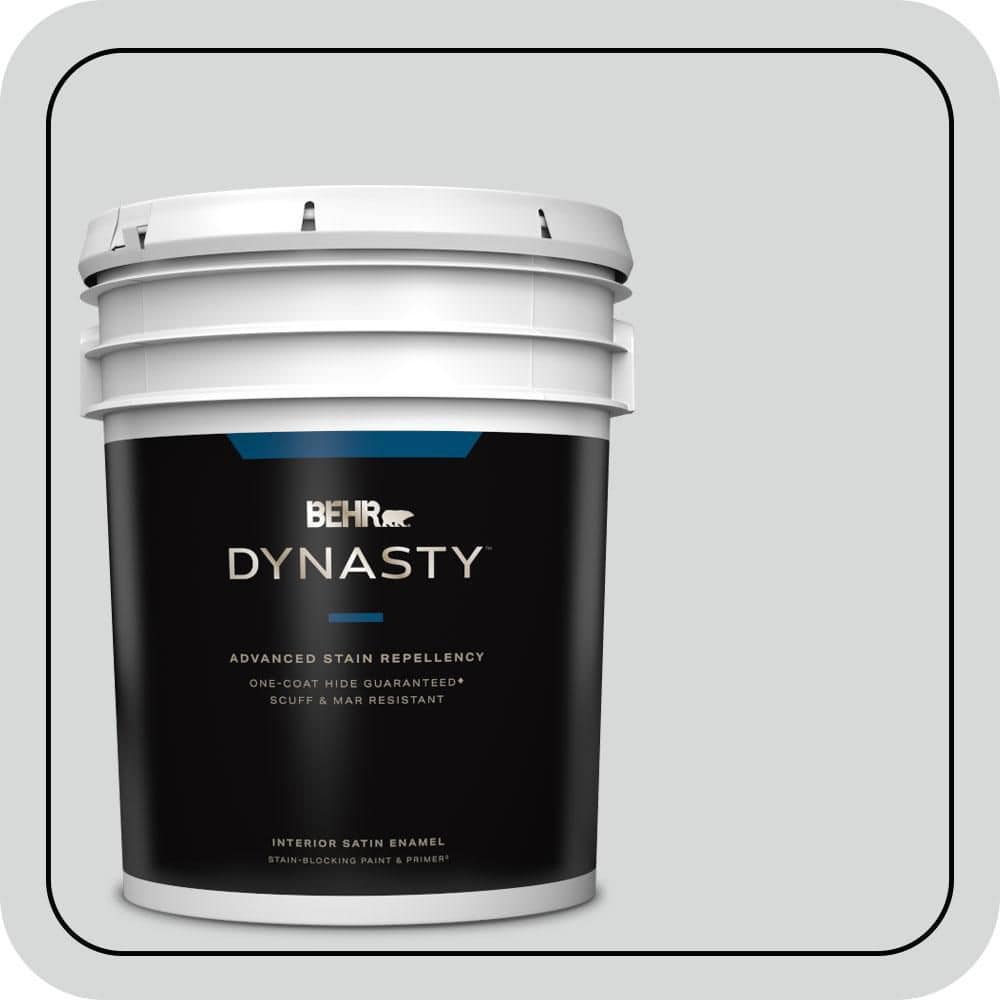 BEHR DYNASTY 5 gal. #MQ3-25 Gray Shimmer One-Coat Hide Satin Enamel Interior Stain-Blocking Paint & Primer