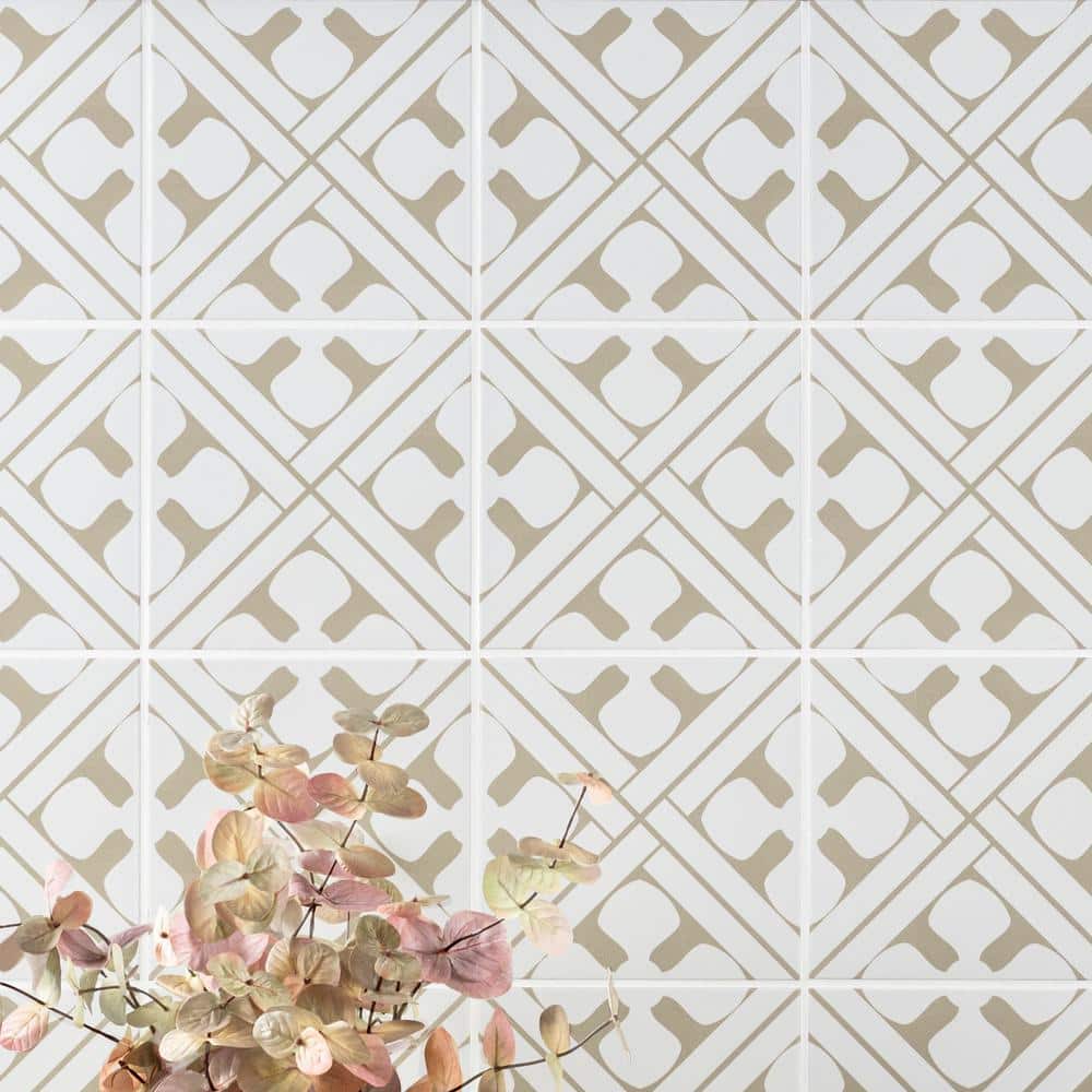 MSI Magnolia Matte Beige Porcelain Encaustic Tile Square 8 in. x 8 in., Floor and Wall (5.16 sq. ft./Case) (4)