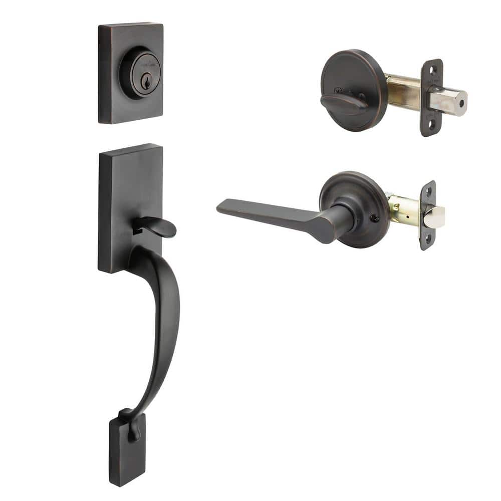 Copper Creek Craftsman Tuscan Bronze Door Handleset with Contemporary Handle Trim (1)